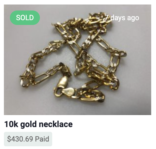 10k gold bracelet that sold for $430 on CashforGoldUSA. 