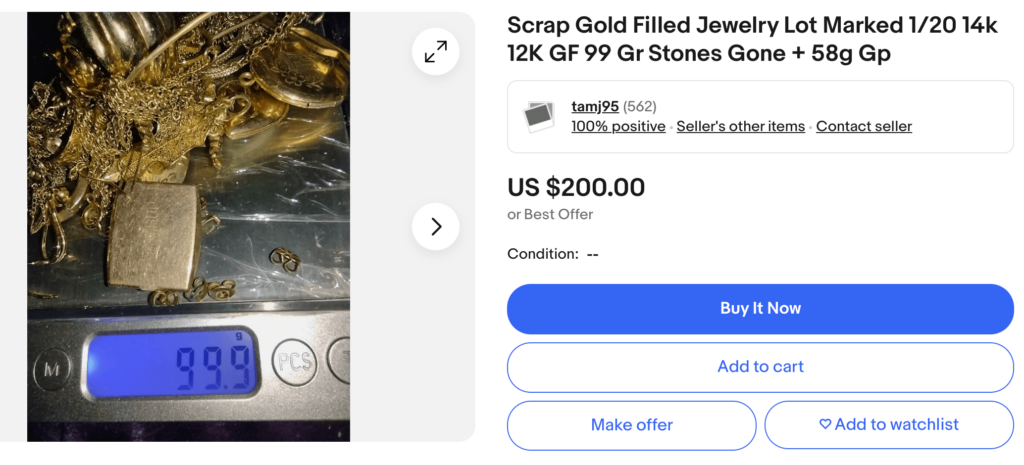 Scrap gold listed on ebay for $200.
