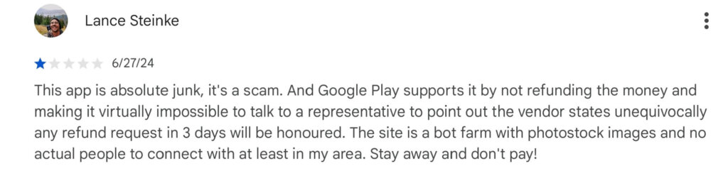 Elite Singles Google Play Review 2 From July 2024