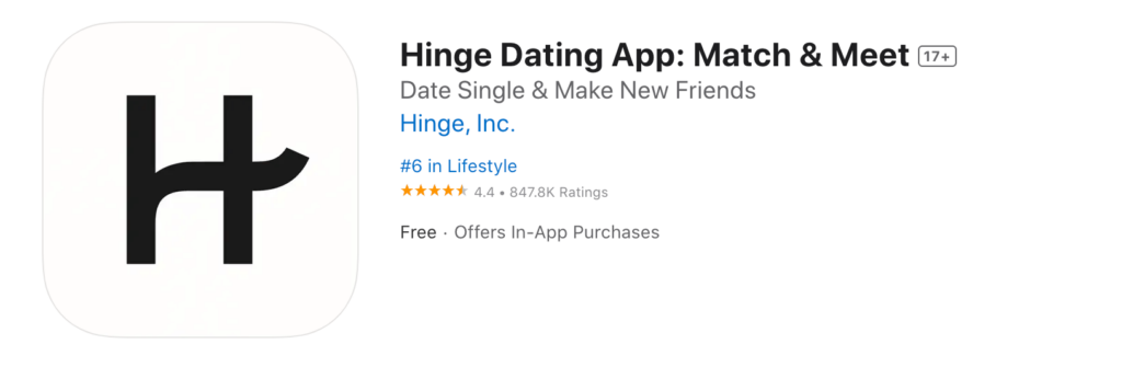 Hinge Apple App Store Page From July 2024
