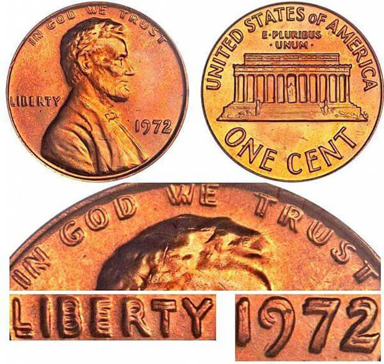 Front and back of the 1972 doubled die obverse Lincoln Memorial cent. 15 coins worth money in 2024: Do you have any at your house?