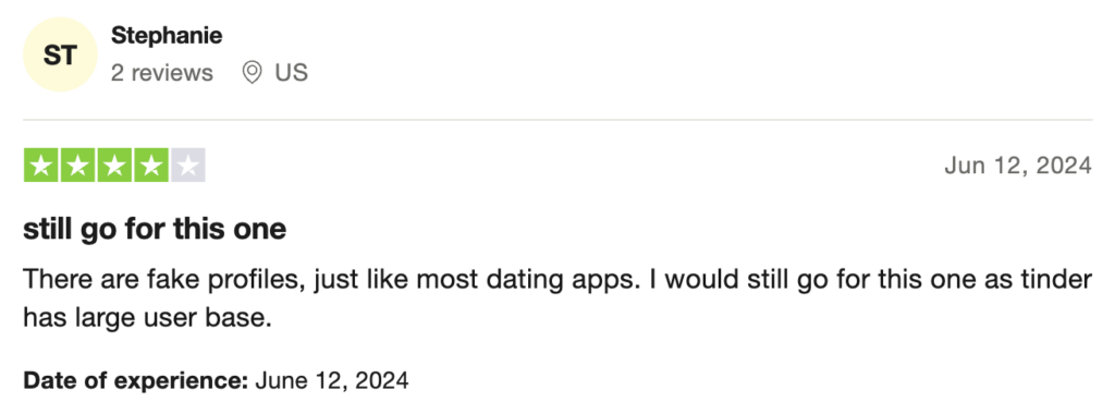 Tinder Trustpilot Review From July 2024-2